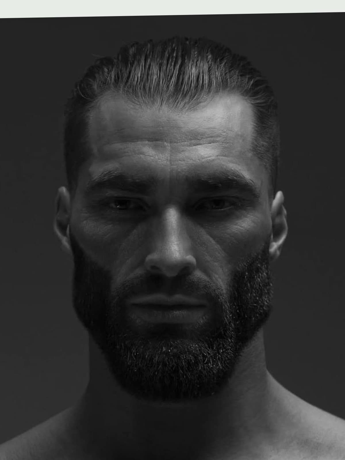 Gigachad (Ernest Khalimov) front portrait